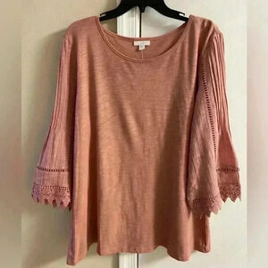 J Jill tunic top rose crewneck modal cotton Large NWT $69